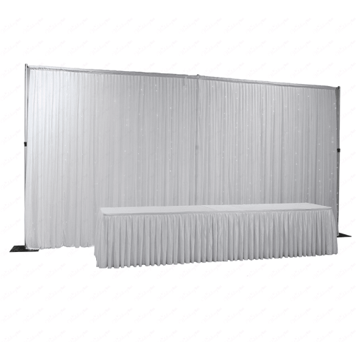 6Mx3M White Pleated Backdrop Curtain