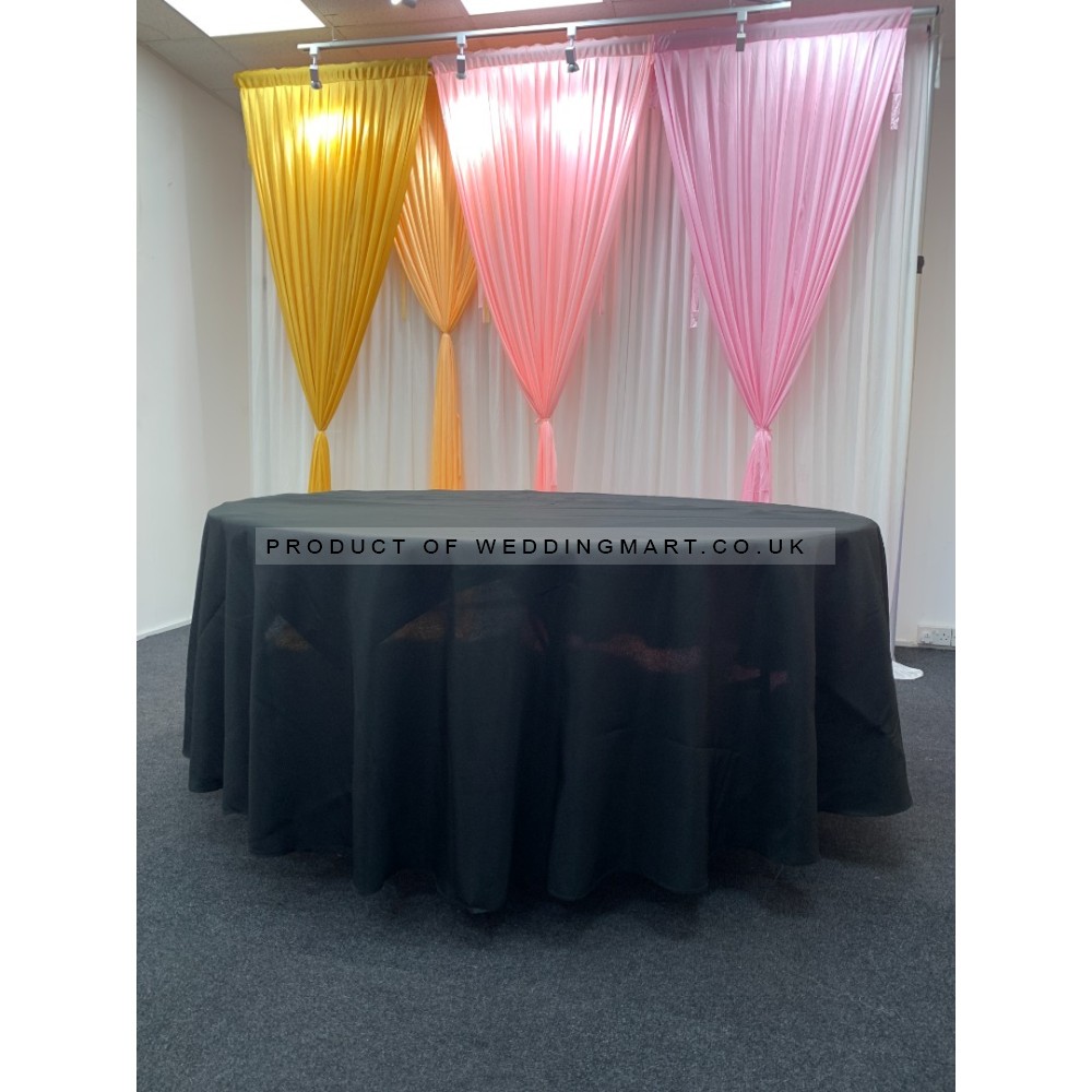 132" Black Round Polyester Table Cloths