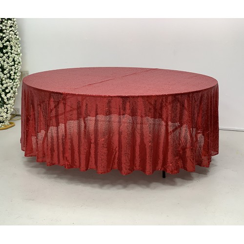120 inch Round Sequin Table Cloths - RED