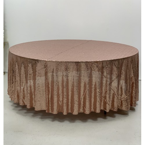 120 inch Round Sequin Table Cloths - Rose Gold