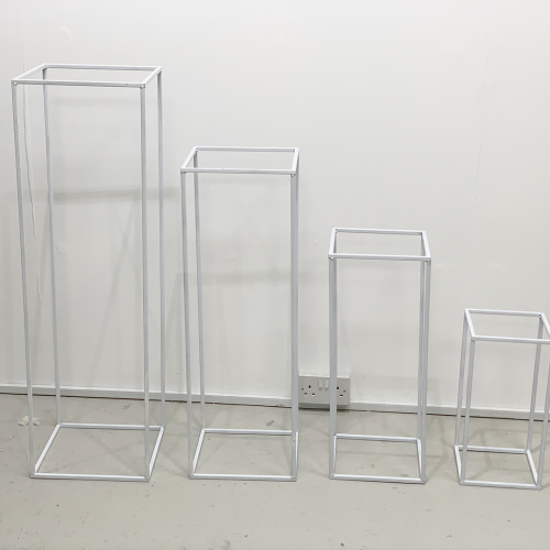 Budget Rectangular Metal Centrepiece Stands - Set of 4 - WHITE