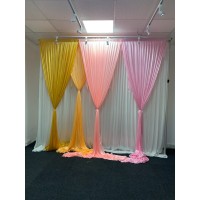 1m (w) x 3m (h) Silk Wedding Backdrop Overlay Panel - Baby Pink